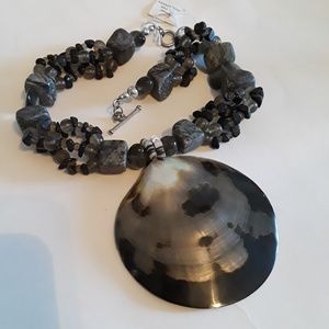 Black Gray Shell MOP Necklace